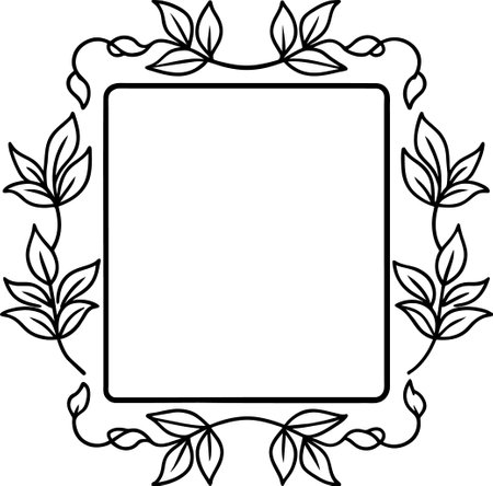 Oval frame with foliage. Copy space. Vector clip art.のイラスト素材