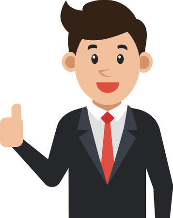 Illustration of a Businessman Giving a Thumbs Up and Smilingのイラスト素材