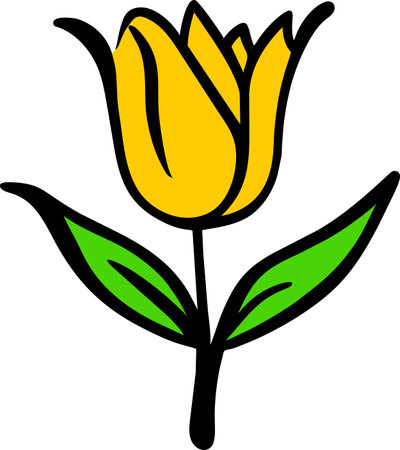 Illustration of a tulip flower isolated on a white background.のイラスト素材