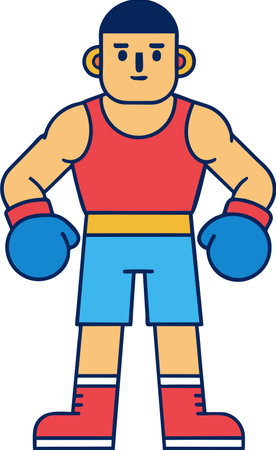 Illustration of a boxer with boxing gloves on a white background.のイラスト素材