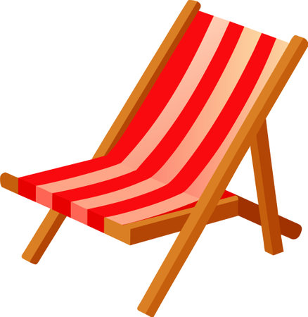 Illustration of a deckchair isolated on a white background. Vector illustrationのイラスト素材
