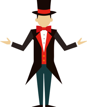 Illustration of a magician wearing a top hat and a tuxedoのイラスト素材