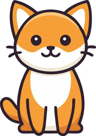 Illustration of a Cute Orange Color Cat Sittingのイラスト素材
