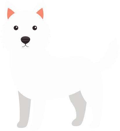 Cute white dog isolated on a white background. Vector illustration.のイラスト素材