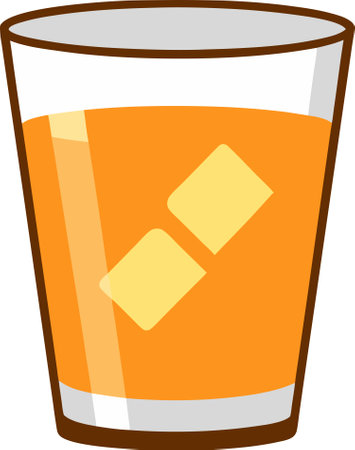 Orange juice in a glass with a bandage on it. Vector illustrationのイラスト素材