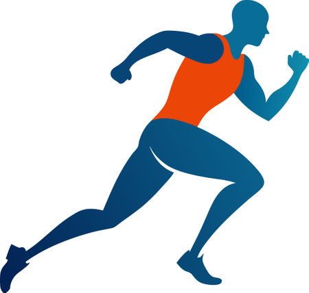 Illustration art of a runner running icon on white background with shadowのイラスト素材