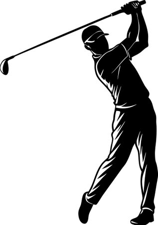 Golf Player. Golf Club.Vector illustration ready for vinyl cutting.のイラスト素材