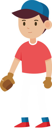 illustration of a Baseball Boy with cap and glovesのイラスト素材