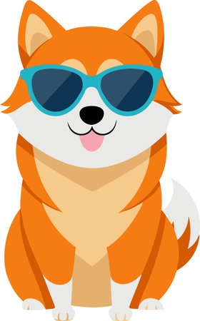 This is an illustration of a Corgi dog wearing sunglasses.のイラスト素材