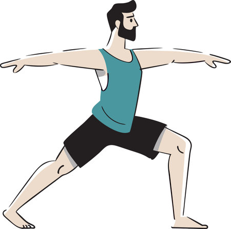 Illustration of a man doing yoga exercise, hand drawn doodle styleのイラスト素材