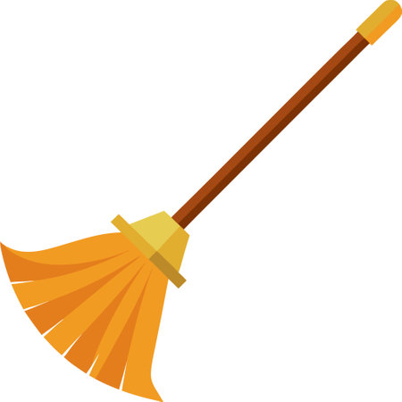 Floor Flat Design Broom Illustrationのイラスト素材