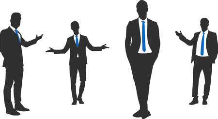 businessmen silhouettes isolated on white background, vector art illustration.のイラスト素材