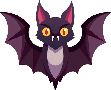 Illustration of a bat with big eyes isolated on a white backgroundのイラスト素材