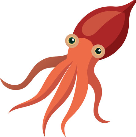 illustration sea animal cuttlefish flat art designのイラスト素材
