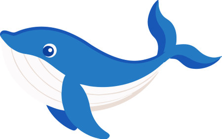 Use this image of a cute blue whale in your next design.のイラスト素材