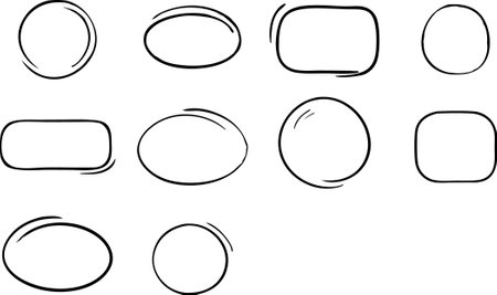 Set of hand drawn doodle oval frames. Vector illustrationのイラスト素材
