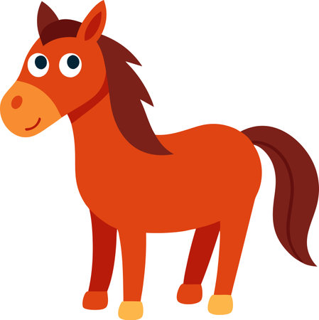 illustration cute horse flat cartoon styleのイラスト素材