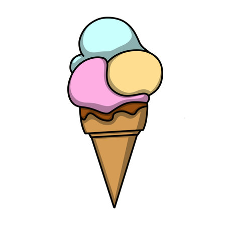Cream vector sweet food ice dessert illustration cone summer waffle isolated chocolate cのイラスト素材
