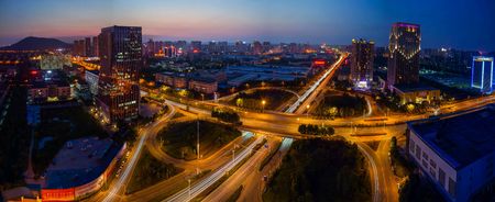 Night view of Huang Huan overpass in Shushan District, Hefeiのeditorial素材