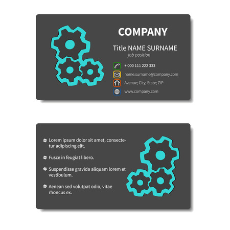 Stylized modern Black business card with cogwheels (full vector)のイラスト素材