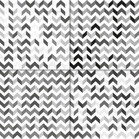 Fully vector set of seamless pattern with zig zag lines, shades of greyのイラスト素材