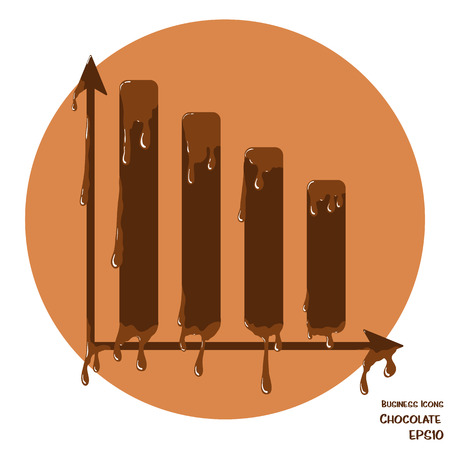 Vector business icon of chart. Chart object made from chocolate. Icon with melting chocolate effect.のイラスト素材