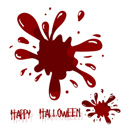 Vector bloody blot with blood splattering. Symbol template with text Happy Halloween.のイラスト素材