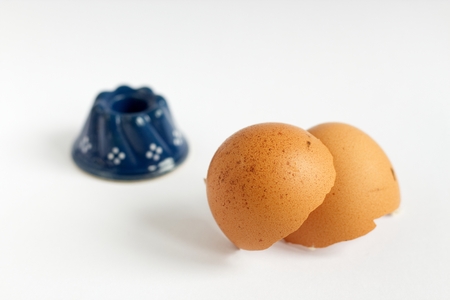 Photo of broken egg shell on the white background.の写真素材