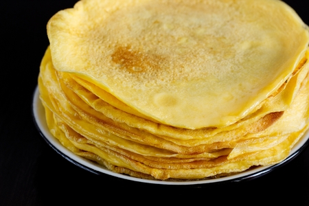Photo of homemade pancakes made from tapioca flour, eggs and coconut milk. Appropriate dessert for healthy diet.の写真素材