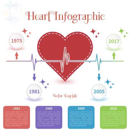 Vector infographic timeline template with heart. Concept on the white background.のイラスト素材