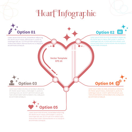 Vector infographic template with heart and icons. Concept on the white background.のイラスト素材