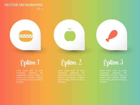 Vector infographic template with food icons. Business concept on the colorful background.のイラスト素材