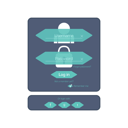 Illustration pour Vector illustration of web login screen frame. Template of flat modern UI. - image libre de droit