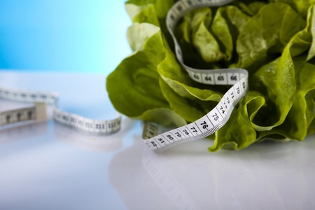 lettuce and measure tapeの写真素材