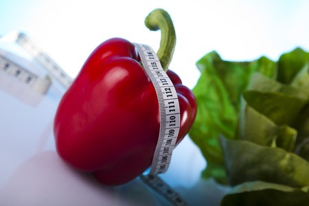 red paprika and lettuceの写真素材