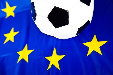 soccerball and european flagの写真素材