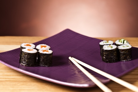 sushi on the plate の写真素材