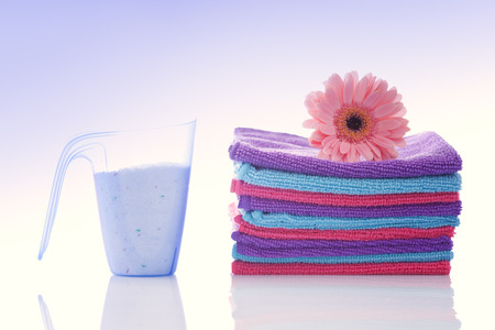 laundry concept with washing powderの写真素材