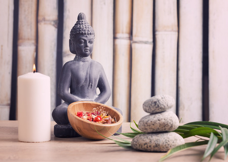 wellness and spa concept with buddha figureの写真素材
