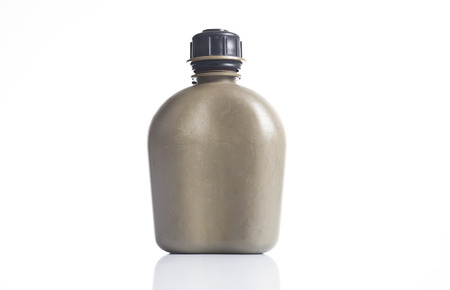 Military canteen isolated on white backgroundの写真素材