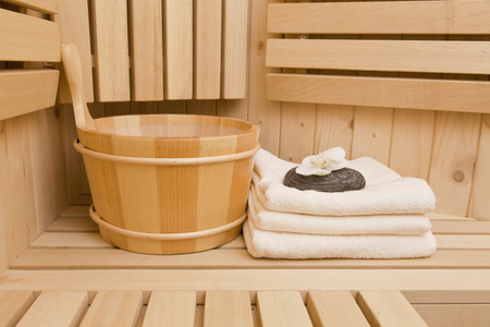finnish sauna,relaxation and meditation conceptの写真素材