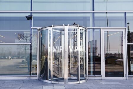 Celebrities on the airport entrenceの写真素材