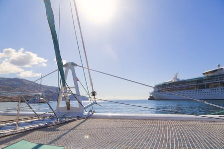Catamaran Sailing Boat blue ocean and sky