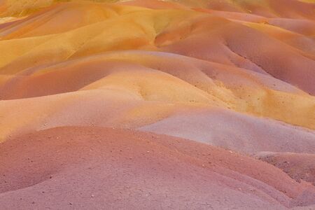 Spectacular view of Chamarel Colored Earths's sand dunes in south-western Mauritiusの写真素材