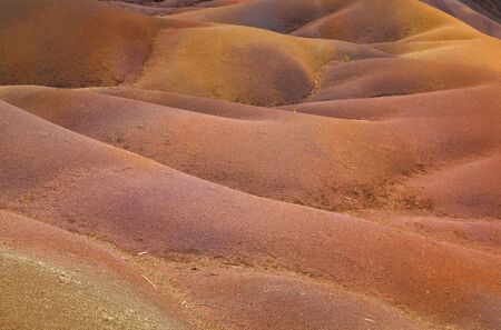 Spectacular view of Chamarel Colored Earths's sand dunes in south-western Mauritiusの写真素材