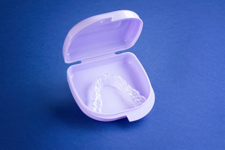 orthodontic treatment with invisible bracesの写真素材