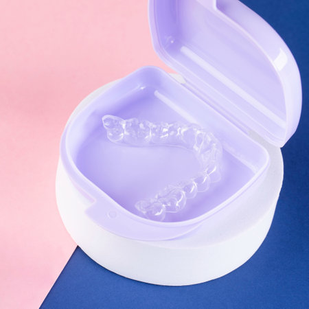 orthodontic treatment with invisible bracesの写真素材