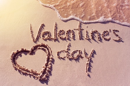 Sign Valentines day on the beach - concept holidayの写真素材