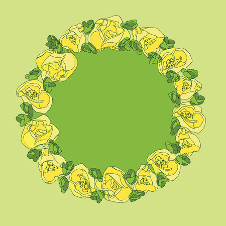 wreath with different flowersのイラスト素材