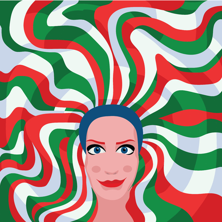 woman with green red white hair colorのイラスト素材